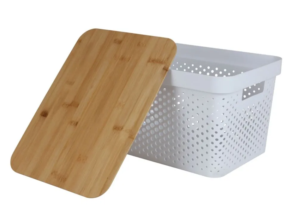 TP Aufbewahrungsbox Mit Bambus-Deckel 17L New
