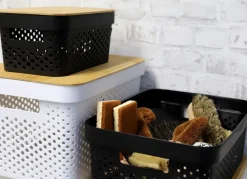 TP Aufbewahrungsbox Mit Bambus-Deckel 17L New