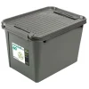 Plast 1 Aufbewahrungsbox Recycled Mit Deckel Und Rollen 60L Grau Clearance