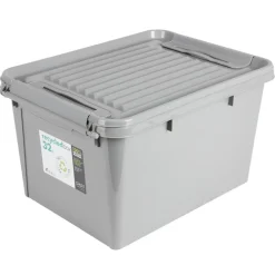 Plast 1 Aufbewahrungsbox Recycled Mit Deckel 32L Grau Hot
