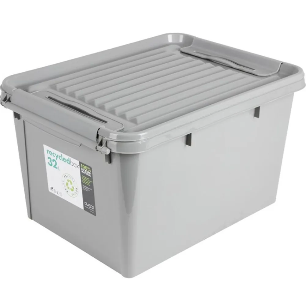 Plast 1 Aufbewahrungsbox Recycled Mit Deckel 32L Grau Hot