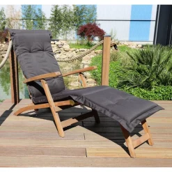 Joy Company Auflage Teak Deckchair Braun-Anthrazit Outlet