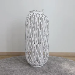 TP Bambuslaterne Mit Glaswindlicht 31X70Cm White-Washed Best