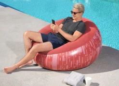 Bestway #75052 Aufblasbarer Sessel Inflate-A-Chair Rot Mit Print Outlet