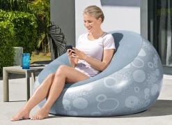 Bestway #75052 Aufblasbarer Sessel Inflate-A-Chair Blau Mit Print Outlet