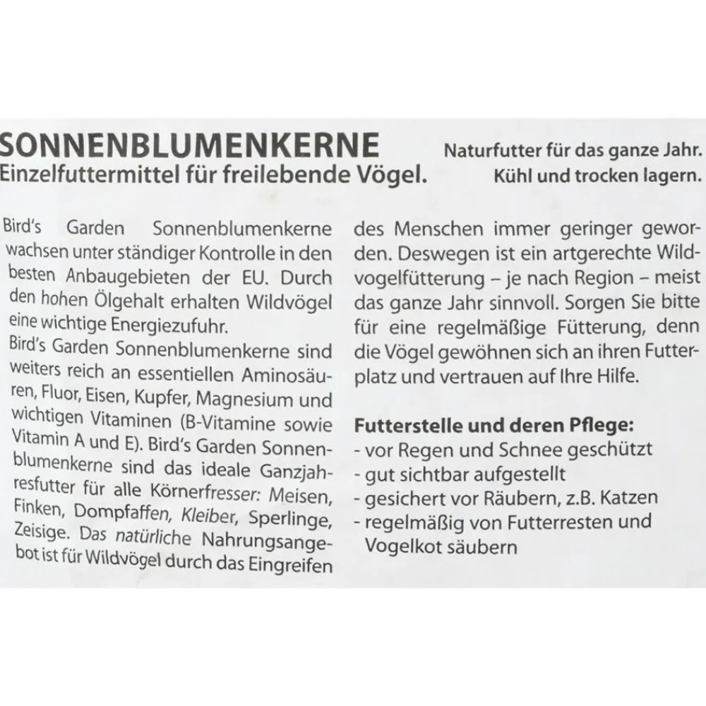 Bird's Garden Sonnenblumenkerne 10Kg Discount