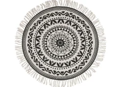 Home Collection Boho-Teppich Mit Fransen 90Cm Natur/Schwarz Clearance