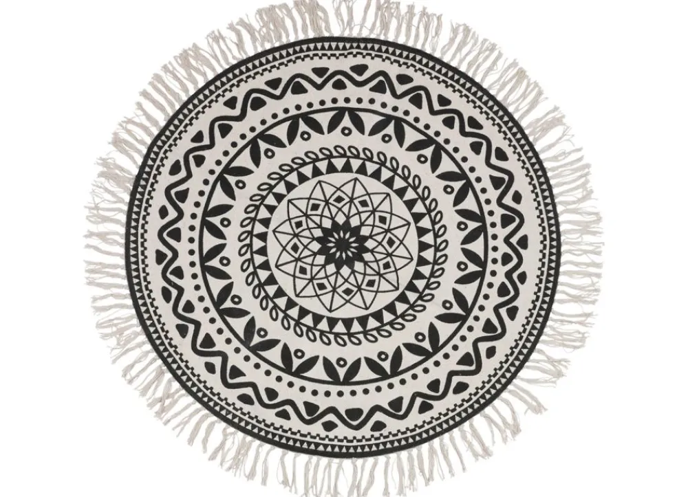 Home Collection Boho-Teppich Mit Fransen 90Cm Natur/Schwarz Clearance