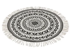 Home Collection Boho-Teppich Mit Fransen 90Cm Natur/Schwarz Clearance