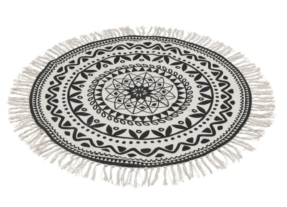 Home Collection Boho-Teppich Mit Fransen 90Cm Natur/Schwarz Clearance