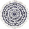 Home Collection Boho-Teppich Mit Fransen 90Cm Natur/Dunkelblau New