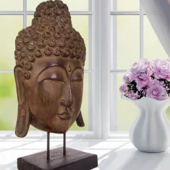 TP Buddha-Maske Aus Albesia-Holz 65Cm Best