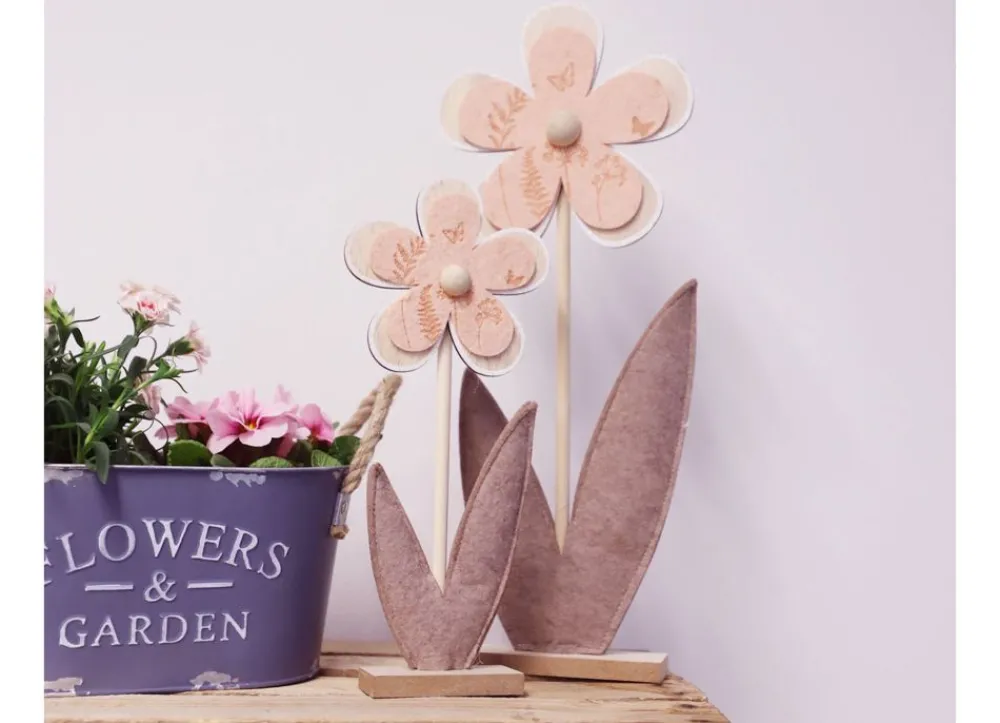 New Home Deko-Blume Aus Filz Und Holz 2Er-Set Outlet