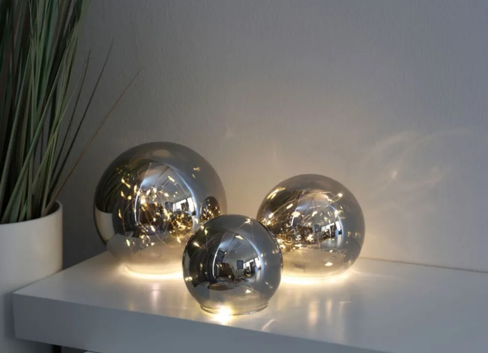 New Home Deko-Glaskugel Mit 8 Leds Und Timer 10Cm Warmweis Best