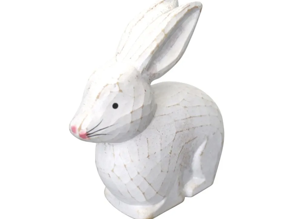New Home Deko-Hasen Aus Holz 17X7X17Cm White Washed Hot