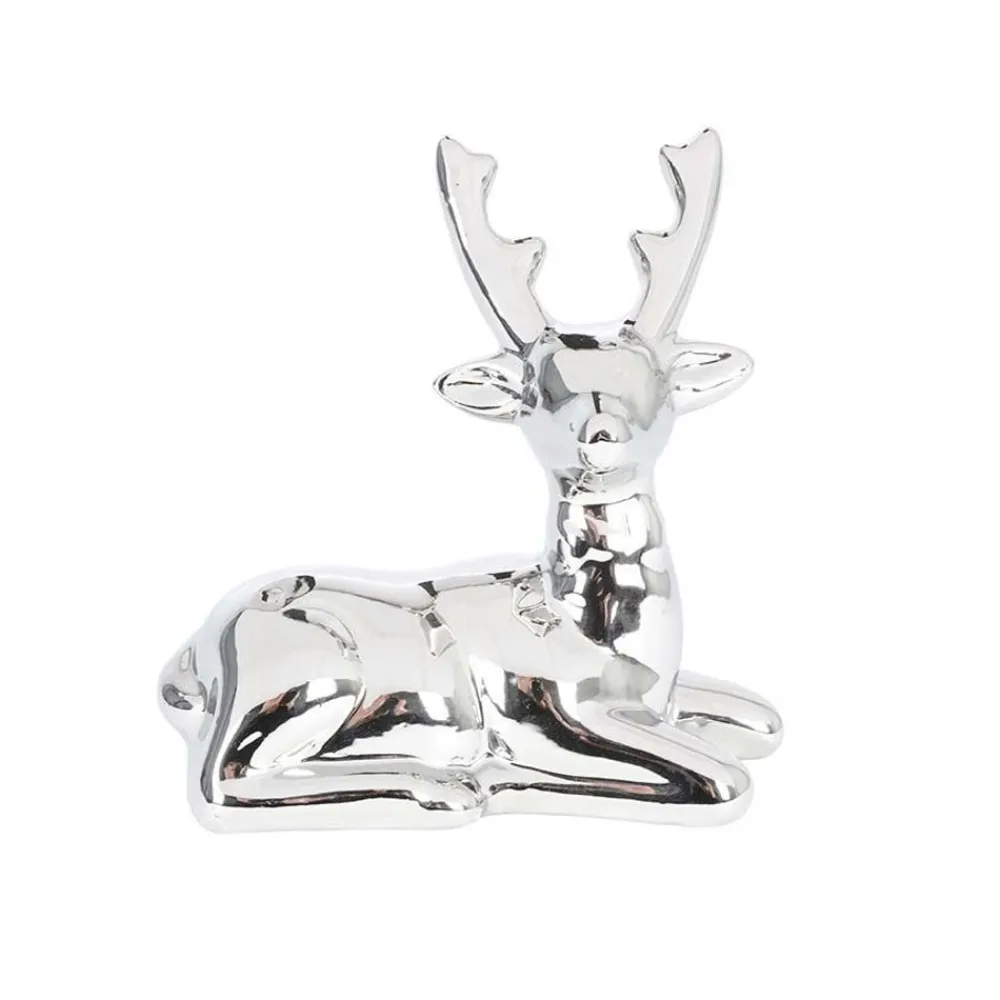New Home Deko-Hirsch 17X17X8Cm Hochglanzend Silber Sale