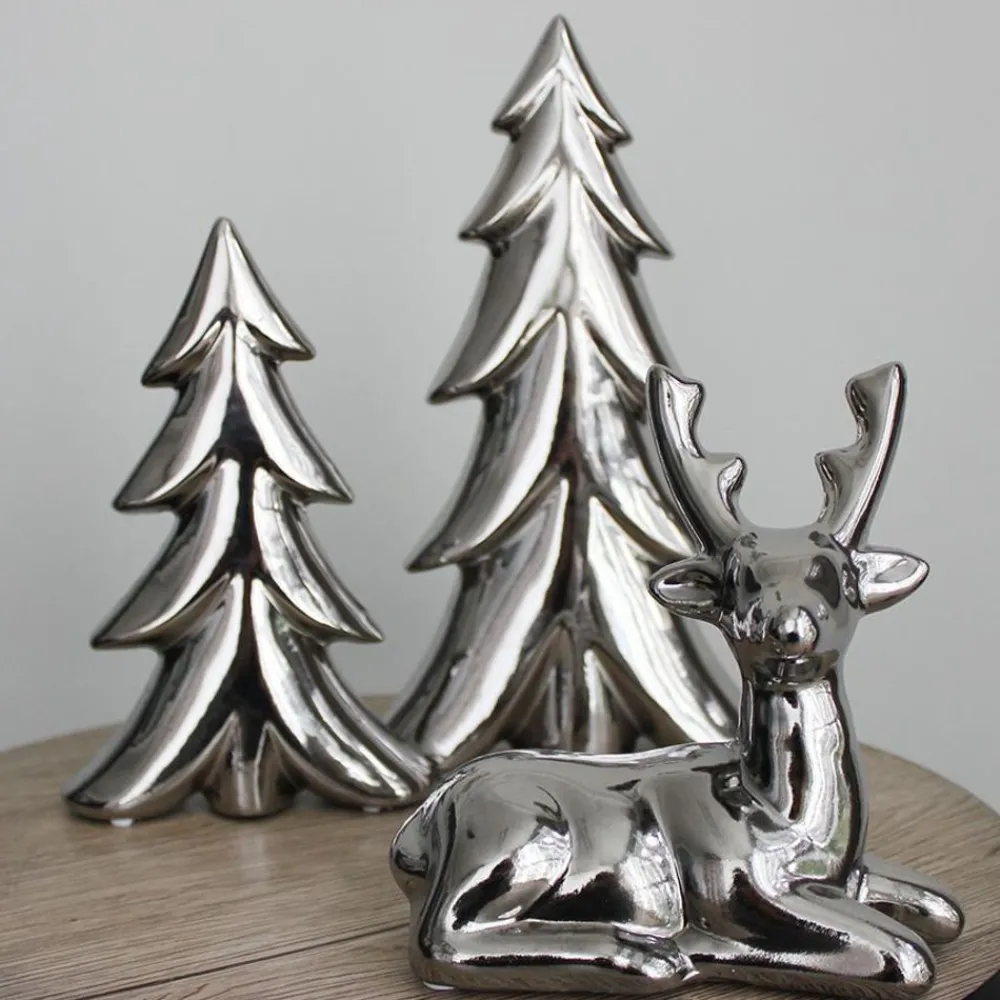 New Home Deko-Hirsch 17X17X8Cm Hochglanzend Silber Sale
