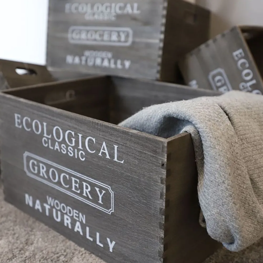 TP Deko-Holzkisten Grocery Grau 6-Teilig Discount