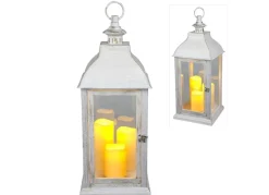 New Home Deko-Laterne Mit 3 Led-Kerzen Und Timerfunktion Weis Discount