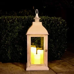 New Home Deko-Laterne Mit 3 Led-Kerzen Und Timerfunktion Weis Discount