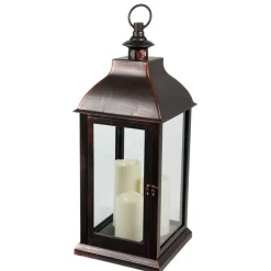 New Home Deko-Laterne Mit 3 Led-Kerzen Und Timerfunktion Schwarz/Kupfer Online