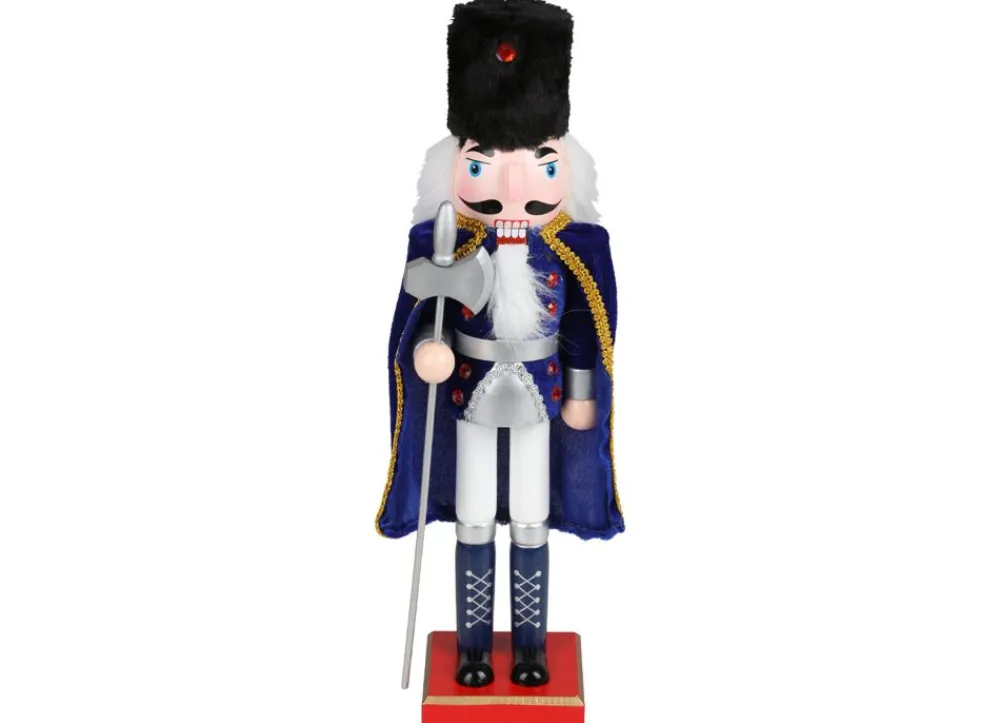 New Home Christmas Deko-Nussknacker Mit Samtumhang 38Cm Royalblau New