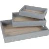 New Home Dekotablett-Set Aus Holz 3-Teilig Grau Outlet