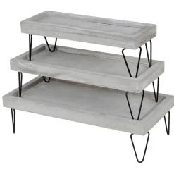 TP Dekotablett-Set Mit Metallfusen Hellgrau 3-Teilig Outlet
