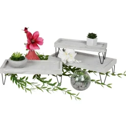TP Dekotablett-Set Mit Metallfusen Hellgrau 3-Teilig Outlet