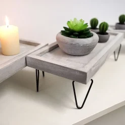 TP Dekotablett-Set Mit Metallfusen Hellgrau 3-Teilig Outlet