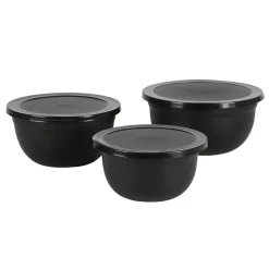 TP Edelstahl-Schussel-Set Mit Deckel Schwarz 3-Teilig Best