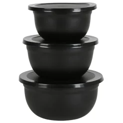 TP Edelstahl-Schussel-Set Mit Deckel Schwarz 3-Teilig Best