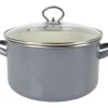 Krüger Emaille-Fleischtopf Mit Glasdeckel 24Cm Grau Best