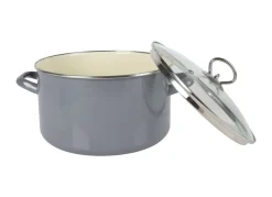 Krüger Emaille-Fleischtopf Mit Glasdeckel 24Cm Grau Best