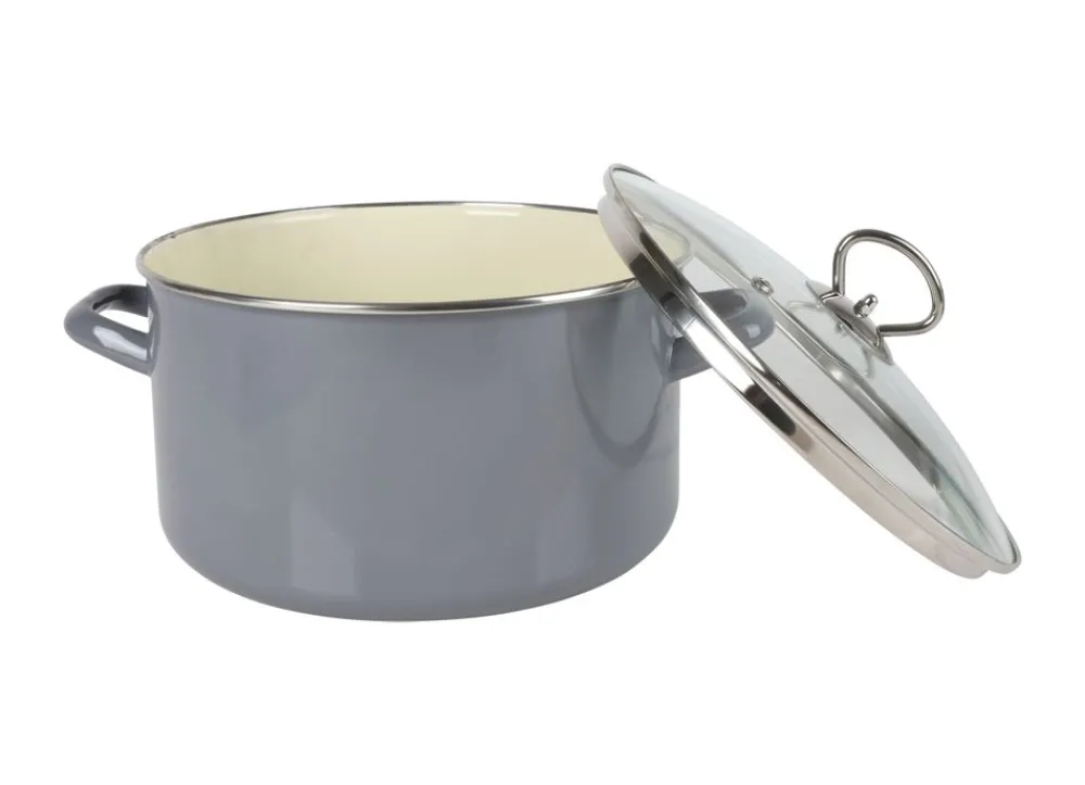 Krüger Emaille-Fleischtopf Mit Glasdeckel 24Cm Grau Best