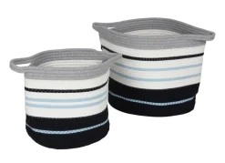 New Home 2Er-Set SeilKörbe Aus Baumwolle Gestreift Blau Hot