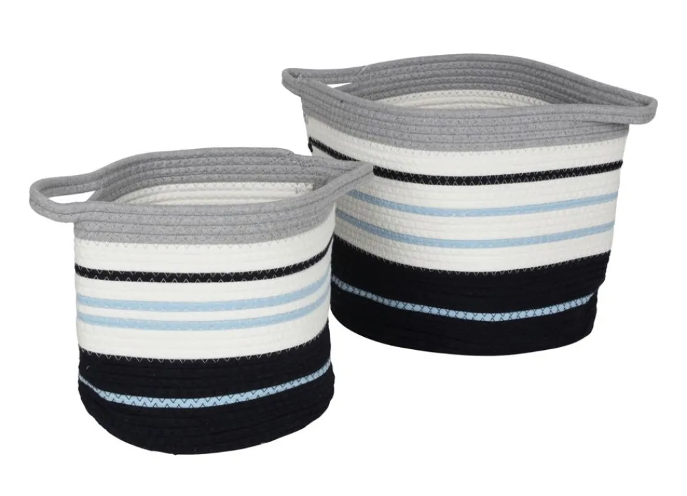 New Home 2Er-Set SeilKörbe Aus Baumwolle Gestreift Blau Hot