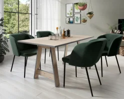 TP Esszimmerstuhle Aus Samt Mit Metallfusen 2Er-Set Grun New