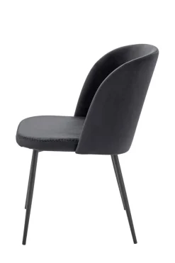 TP Esszimmerstuhle Aus Samt Mit Metallfusen 2Er-Set Schwarz Online