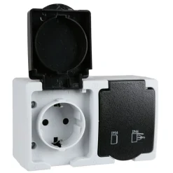 TAS Electronics 2-Fach Schutzkontakt-Steckdose Ip44 Aufputz Waagerecht Best