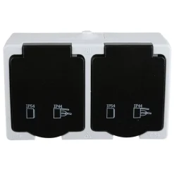 TAS Electronics 2-Fach Schutzkontakt-Steckdose Ip44 Aufputz Waagerecht Best