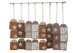 New Home Christmas Filz-Adventskalender Hauser 72X107Cm Natur/Braun Hot