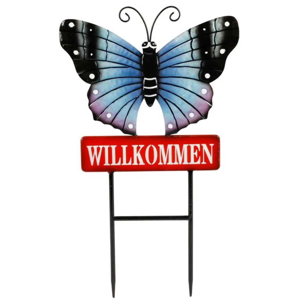 TP Gartenstecker Schmetterling Willkommen 60Cm Best