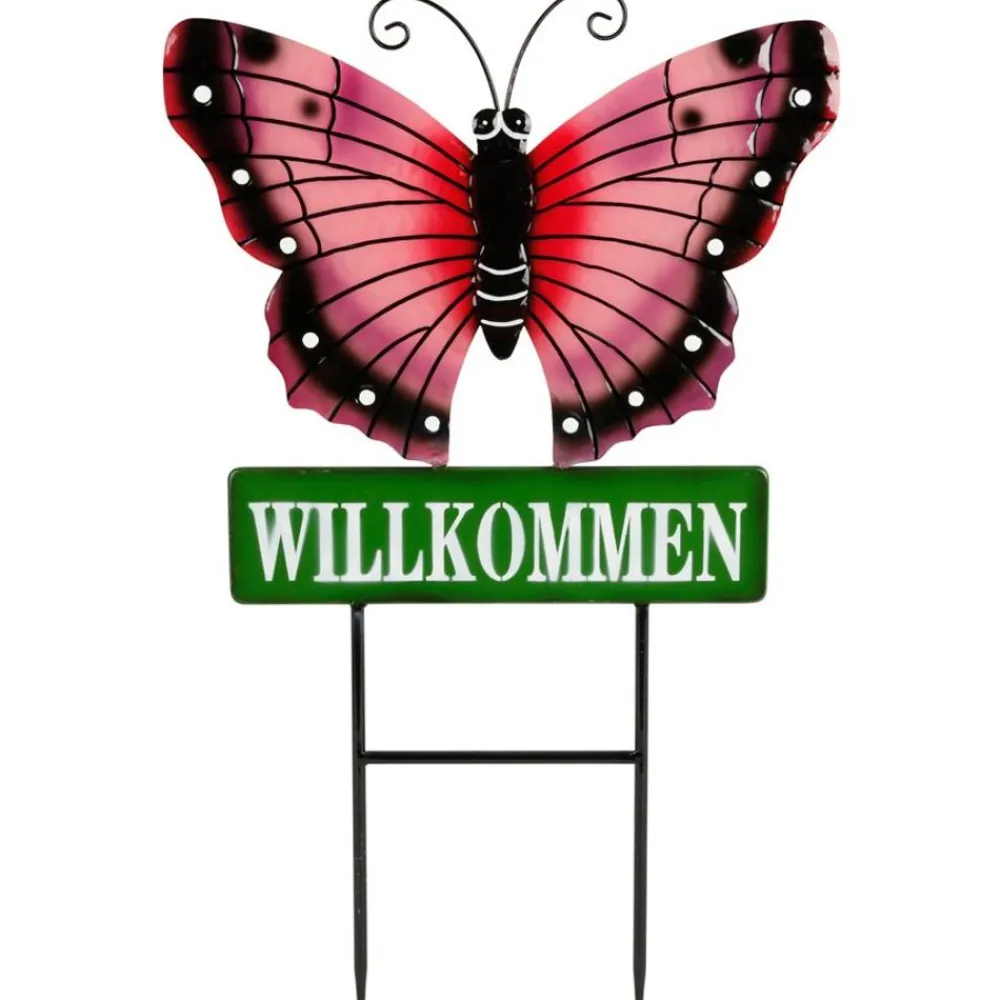 TP Gartenstecker Schmetterling Willkommen 60Cm Best