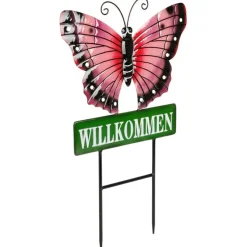 TP Gartenstecker Schmetterling Willkommen 60Cm Best