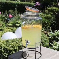 TP Getrankespender Aus Glas 5L Mit Metallstander New