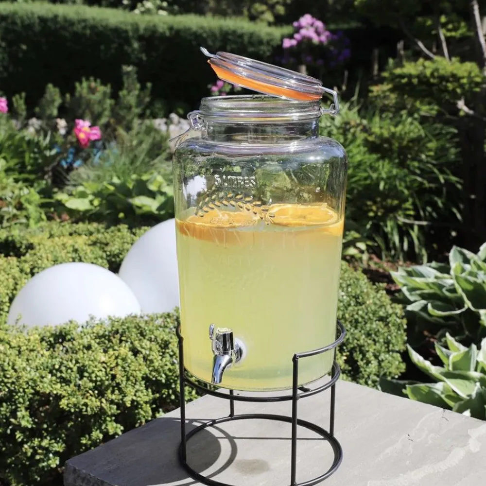 TP Getrankespender Aus Glas 5L Mit Metallstander New
