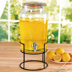 TP Getrankespender Aus Glas 5L Mit Metallstander New