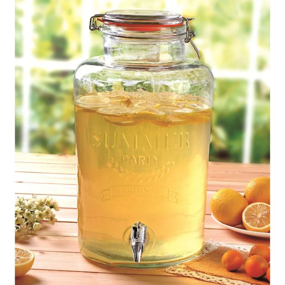 TP Getrankespender Aus Glas 5L Mit Metallstander New