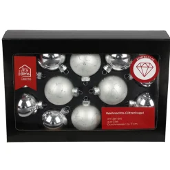 New Home Christmas Glitzerkugeln 12Er-Set 7Cm Silber Hot